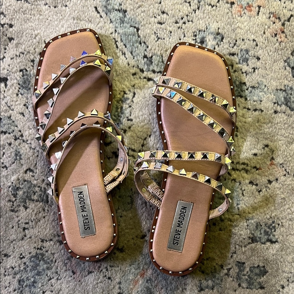 Steve Madden Beige Studded Women's Sandals